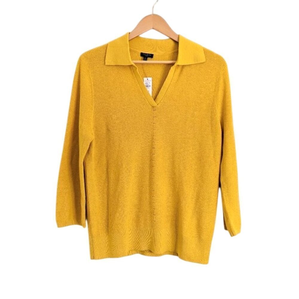 Talbots Johnny Collar Sweater Golden Mustard‎ Size XL Petite